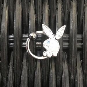 playboy crystal belly button navel ring jewelry